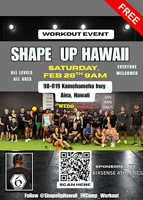 FREE SHAPE UP HAWAII Workout Event Feb 28th